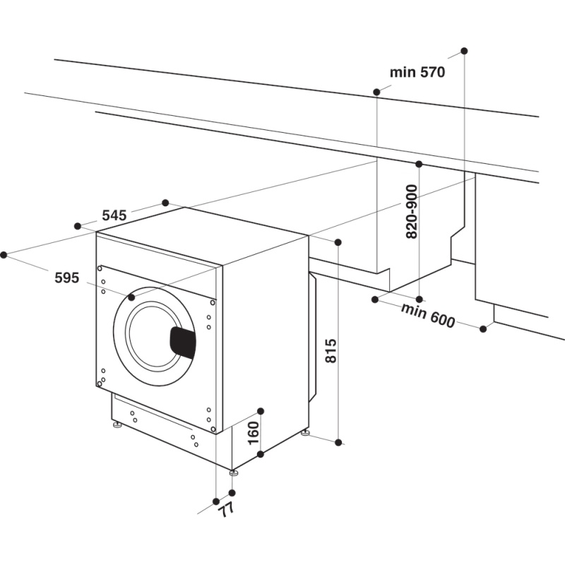 9/6KG Integrated Washer Dryer | Whirlpool BIWDWG961485 | 6th Sense Technology - Image 4