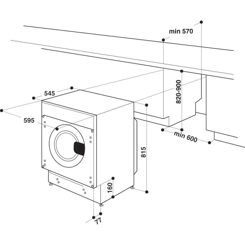 9/6KG Integrated Washer Dryer | Whirlpool BIWDWG961485 | 6th Sense Technology - Image 4