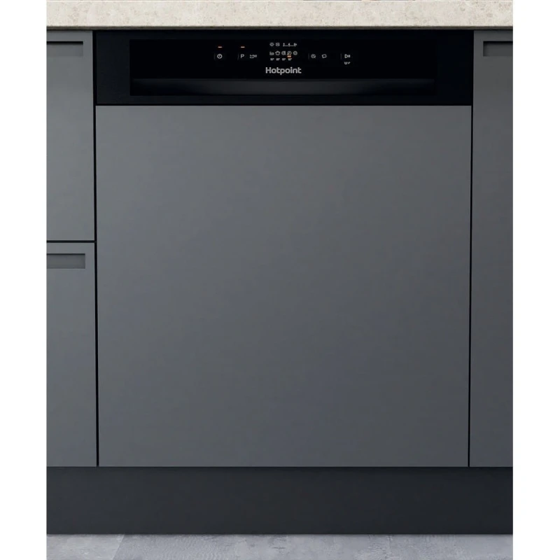 14 Place Semi-Integrated Dishwasher | Hotpoint H3BL626BUK | FlexiLoad Black