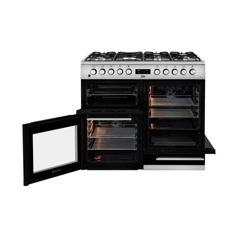 100cm Dual Fuel Range Cooker | Beko KDVF100X | 7 Gas Burners SS