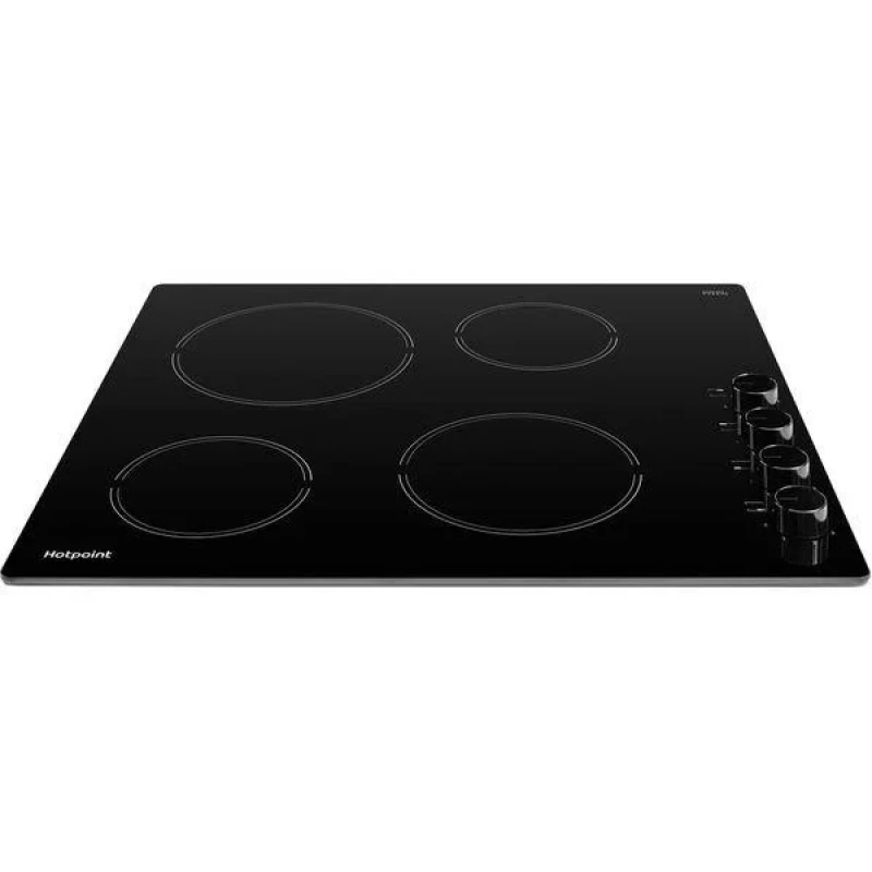 60cm Black Ceramic Hob | Hotpoint HR619CH | 4 Zone Knob Control
