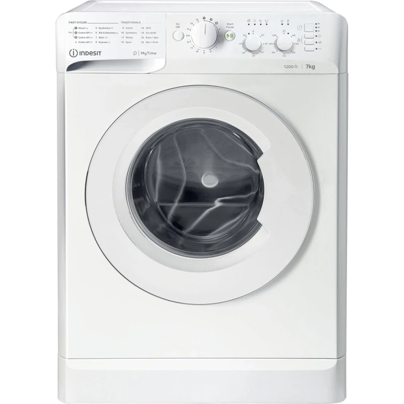 7KG 1200 Spin Washing Machine | Indesit MTWC71252W | Full Load Fast White