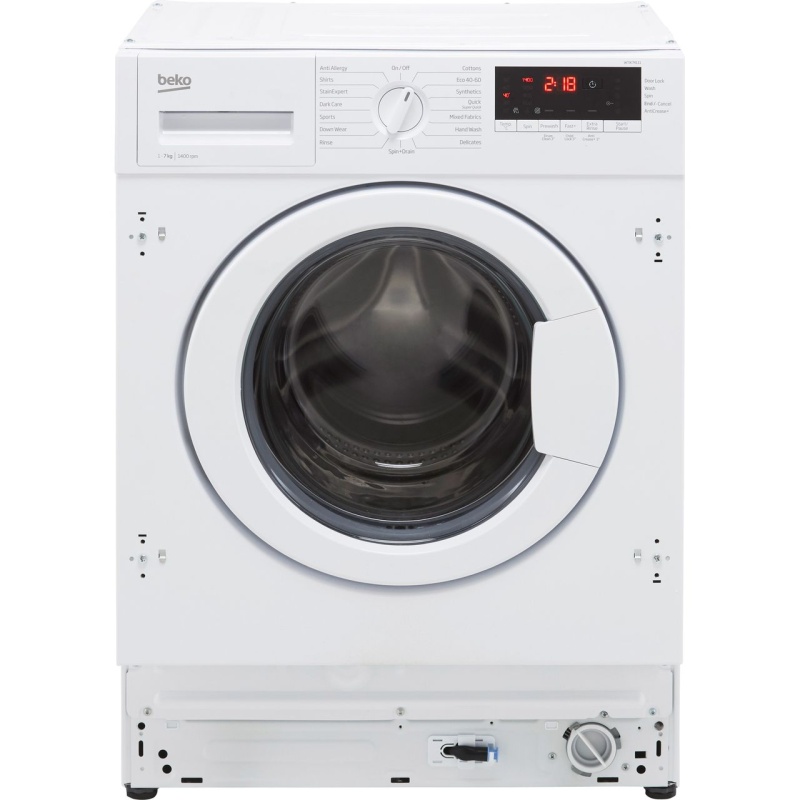 7KG 1400 Spin Integrated Washing Machine | Beko WTIK74111 | Quick Wash
