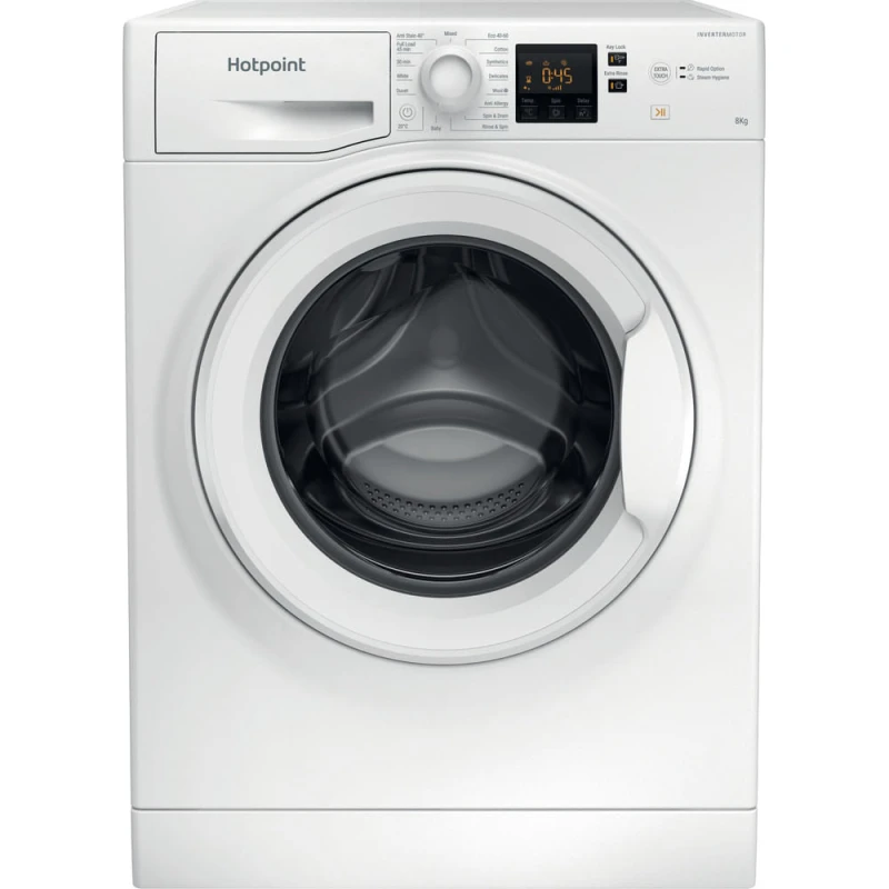 9KG Anti-Stain Washing Machine | Hotpoint NSWM946WUK | A-Rated White - Image 8