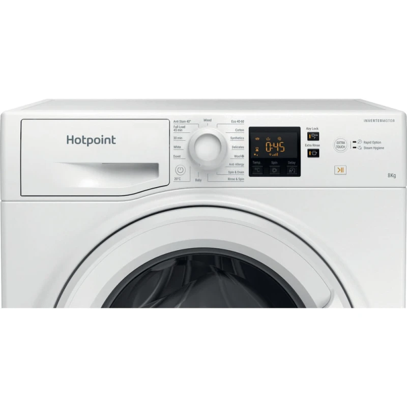 9KG Anti-Stain Washing Machine | Hotpoint NSWM946WUK | A-Rated White - Image 4