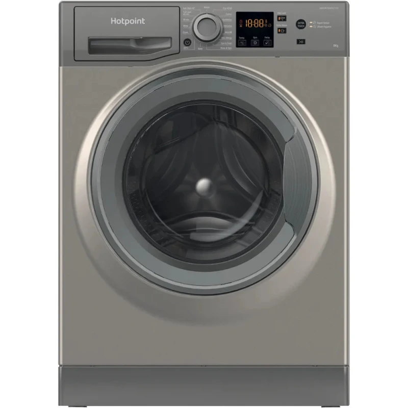 8KG 1400 Spin Washing Machine | Hotpoint NSWR845CGK | Graphite