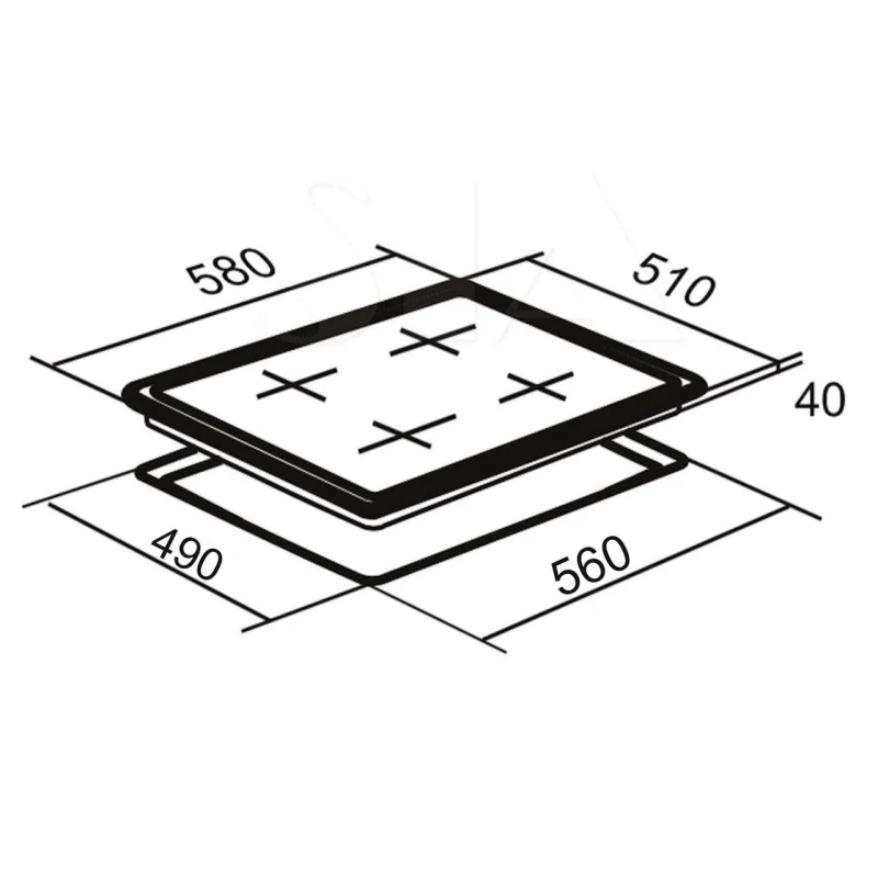 60cm 4 Zone Ceramic Hob | SIA CERH60BL | Touch Control Black - Image 9