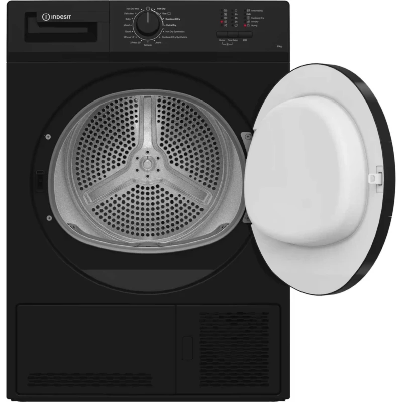 Indesit 8kg Condenser Tumble Dryer, Sensor Dry, Black - Image 3