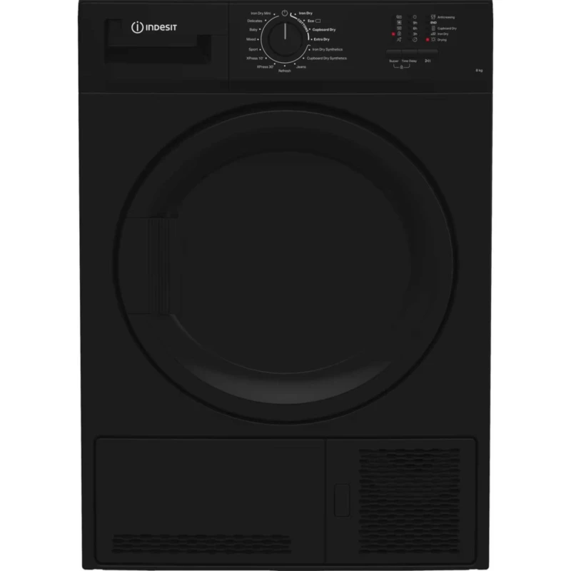 Indesit 8kg Condenser Tumble Dryer, Sensor Dry, Black - Image 8